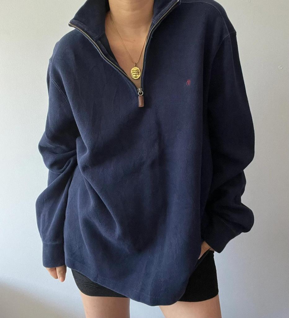 RL Ralph Lauren Herren- & Damen-Sweatshirt mit Pony-Logo und halbem Reißverschluss - Langärmlig, Umlegekragen, Lockere Passform, Amerikanischer Retro-Stil.