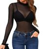 Women's Solid Color Lace Long Sleeved High Neck Base Small Shirt Top High Neck Base Small Shirt Top