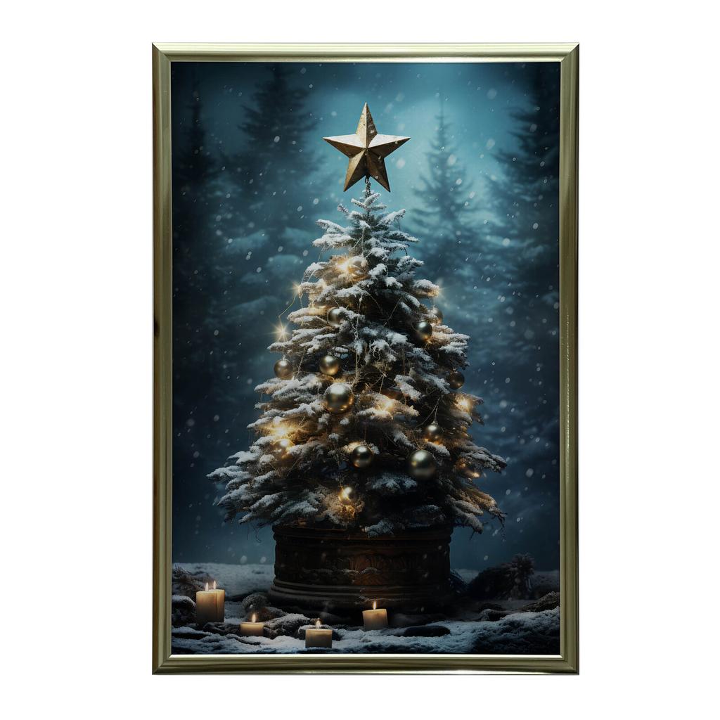 Choinka W Lesie Choinka W Lesie, 70X100 Cm, Rama Drewniana Jasny Dąb, Papier Matowy 230 Gsm