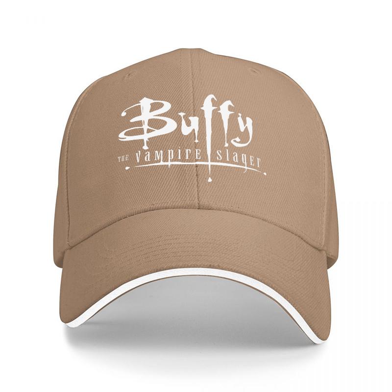 Buffy the Vampire Slayer Logo Baseball Cap Black with White Trim Classic Adjustable Hat for Fans of the Iconic TV Series