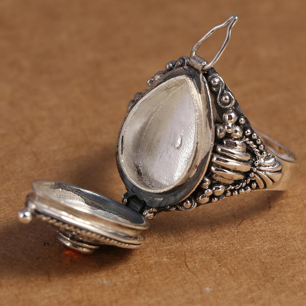 Antique Openable Gawu Box Ring Unique Jewelry Storage Container Finger Ring Adjustable Opening Ring for Men Women