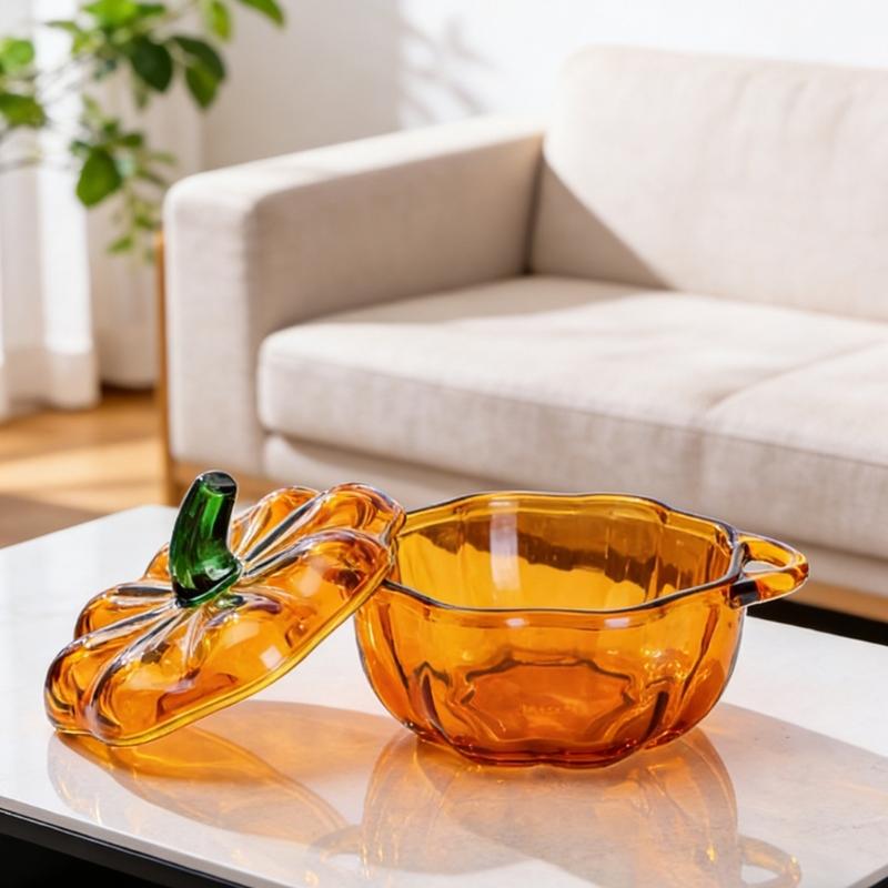 Pumpkins Glass Storage Jar with Lid,Candy & Cookie Jar,Jewelry Box,Buffet & Biscuit Containers Decorative Candy Dish