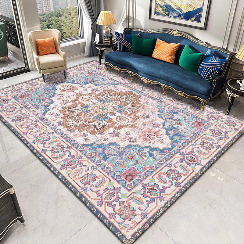 Waterproof TPR Sole Rug: Bohemian Sofa, Coffee Table, Bedside, Living Room Floor Mat - Wipeable, No-Wash Needed