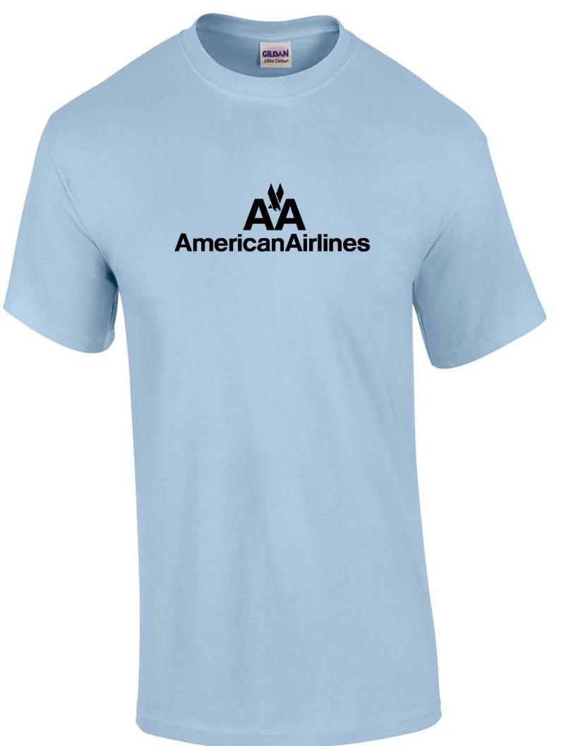 

American Airlines Black Retro Logo Shirt US Airline Light Blue T-Shirt S-5XL M