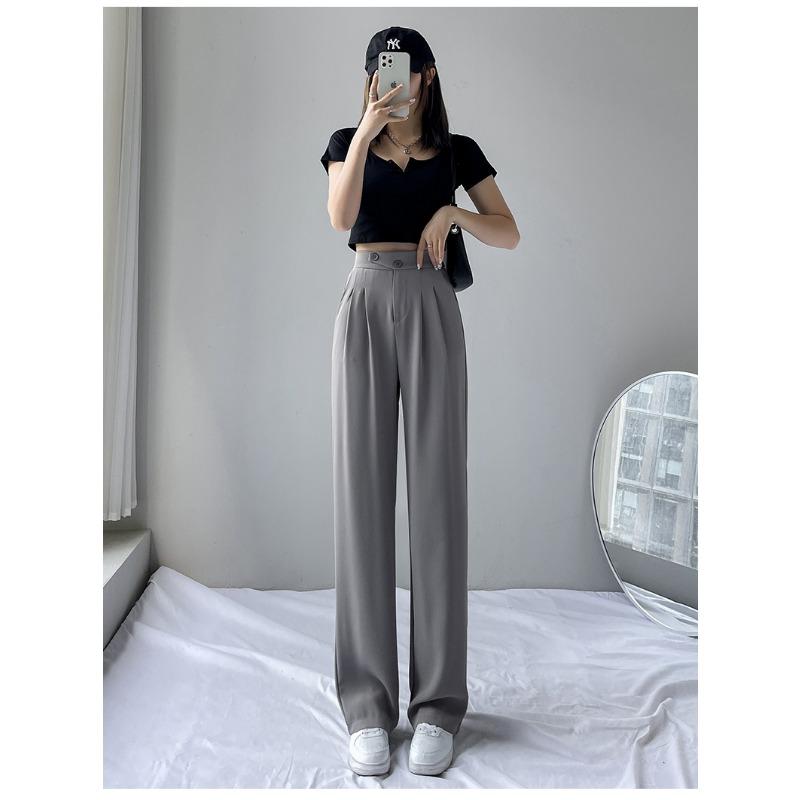 Women High Waist Slimming Straight Leg Suit Pants For Spring Autumn Commuter Wear