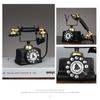 Resin Vintage Rotary Decorative Telephone for Home Living Room, Black and Gold, Decorative Desk Phone
