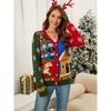 Autumn and Winter Long Sleeved Knitted Jacket, European and American Christmas Sweater, Cardigan, Contrasting Color Jacquard Christmas Sweater