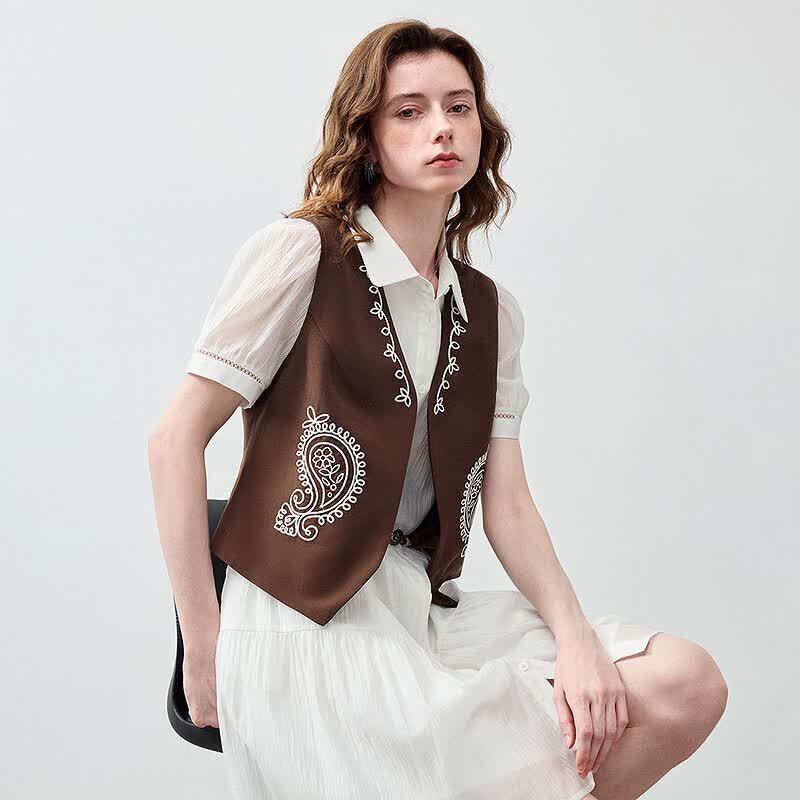 Women's Lyocell Linen Paisley Vest