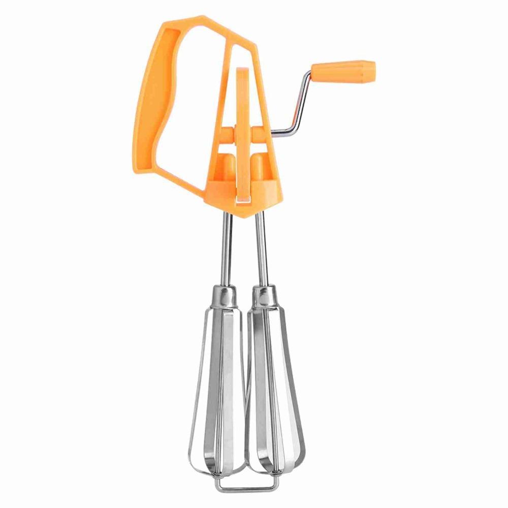

Kitchen Gadget Stainless Steel Egg Beater Rotary Hand Crank Egg Frother Mixer Efficient White/Orange Hand Whip Whisk Baking оранжевый