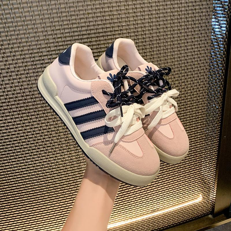 

European and American foreign trade Forrest Gump shoes 2024 autumn new round head shallow mouth lace-up low-top flat bottom non-slip outer sports shoe 40 рожевий