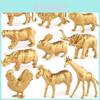 Exquisite Golden Animal Series Decor Figurines Featuring Realistic Tiger Lion Elephant Rhino Models For Elegant Home Or Office Display