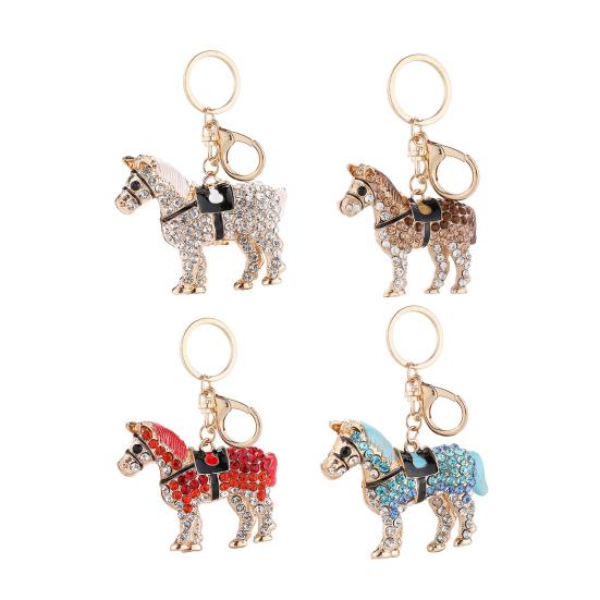 Rhinestone Horse Keychain Sparkling Animal Charm Key Chain Zinc Alloy Key Ring Pendant Handbags Wallet Accessories