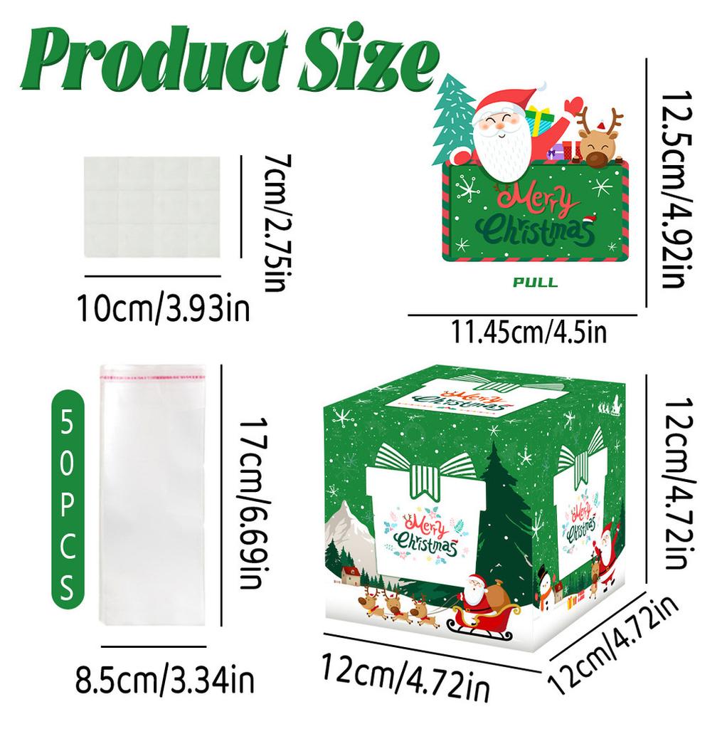 Green Christmas Party Gift Box With Santa Claus Print For Family And Friends