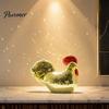 Eye Catching Desk Accessories Disco Ball Rooster Figurine, Mirror Mosaic Tabletop Ornament, Unique Retro Art Decorative Style Statue Sculpture