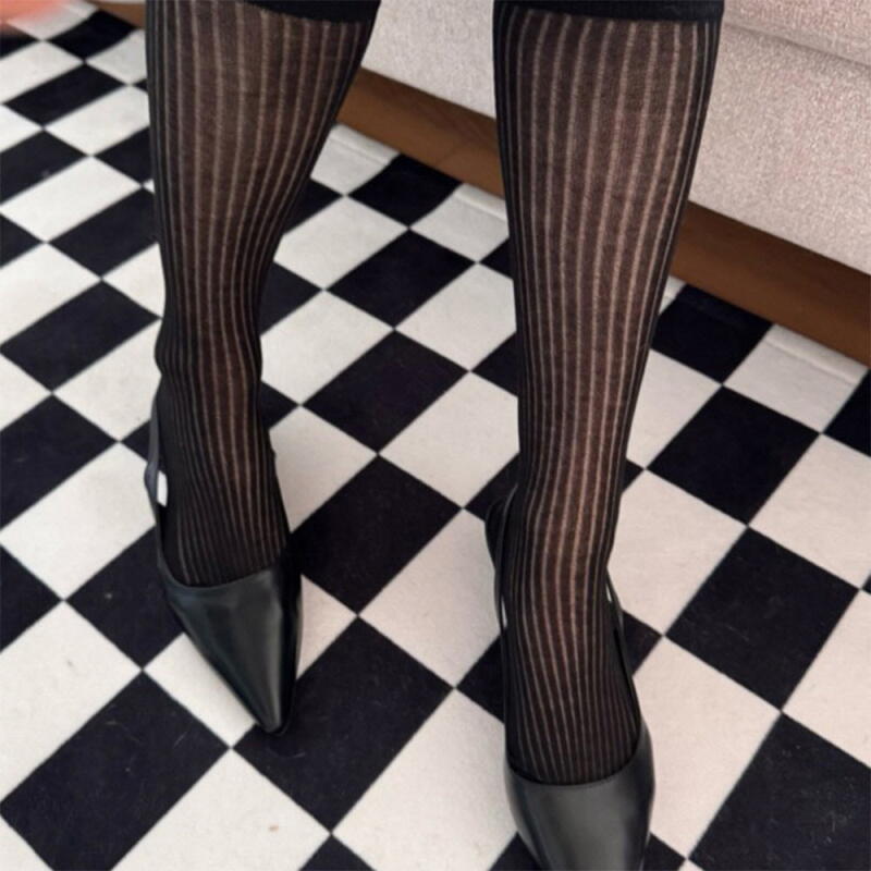 Women s Striped See-Through Clubwear Knee Socks white