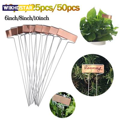 10 pezzi di picchetti per etichette per piante in metallo da 6/8/10 pollici, inserti per etichette per piante in rame, segnaletica resistente alle intemperie, marcatura per giardinaggio, fiori, erbe aromatiche