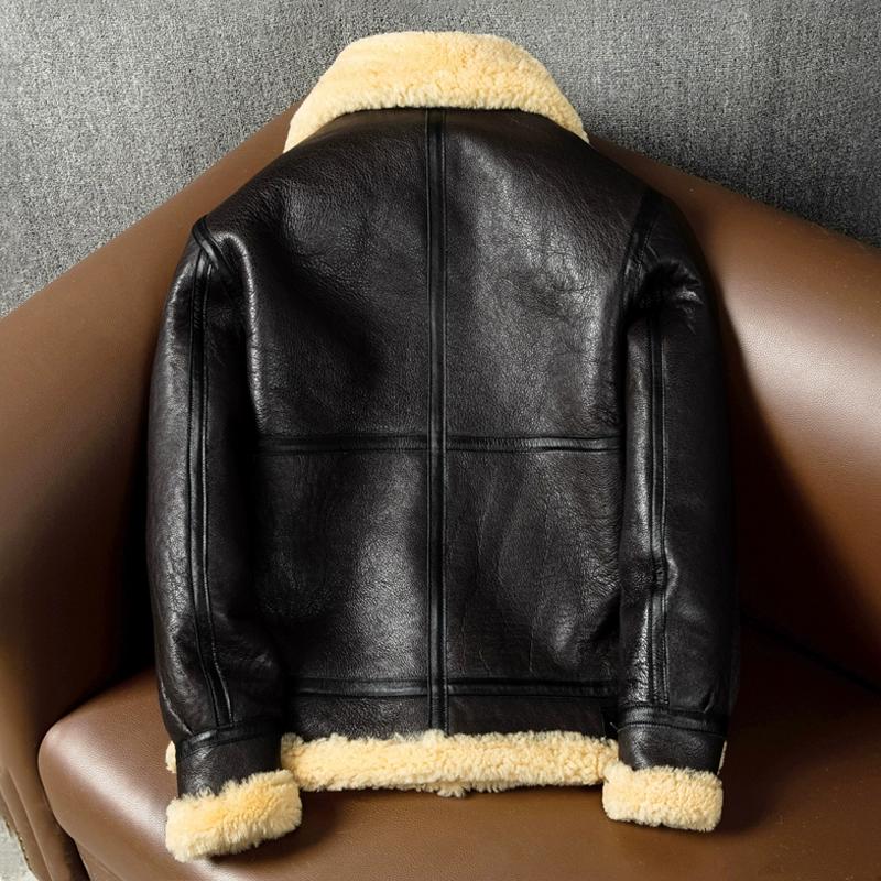 B3 Tuscan original pure sheepskin fur integrated winter leather jacket men's fur