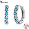 Bamoer 925 Sterling Silber Grüne Türkis Ohrstecker Besetzter Kreis Knorpel Creolen für Damen Vintage Feiner Schmuck