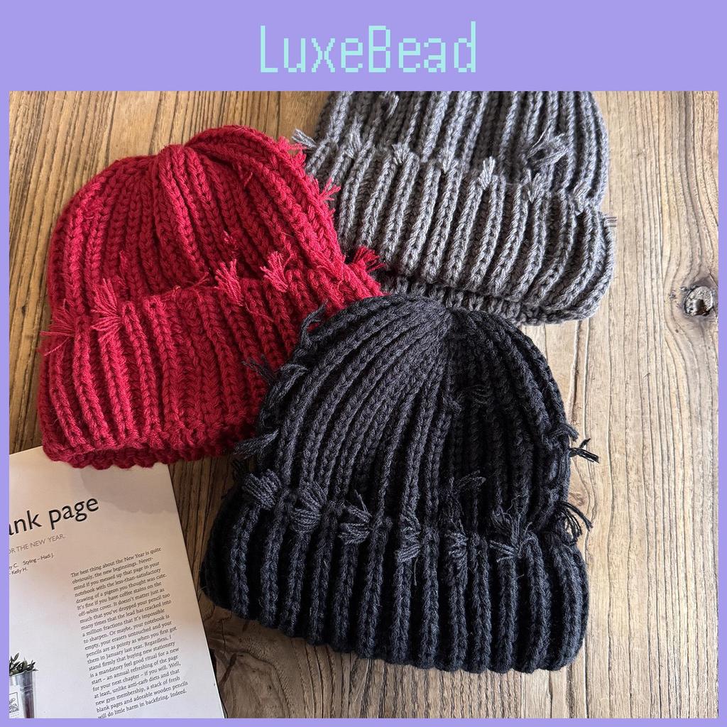 With Solid Color Hole Knitted Hat For Men Women Winter Street Headgear Fashion
