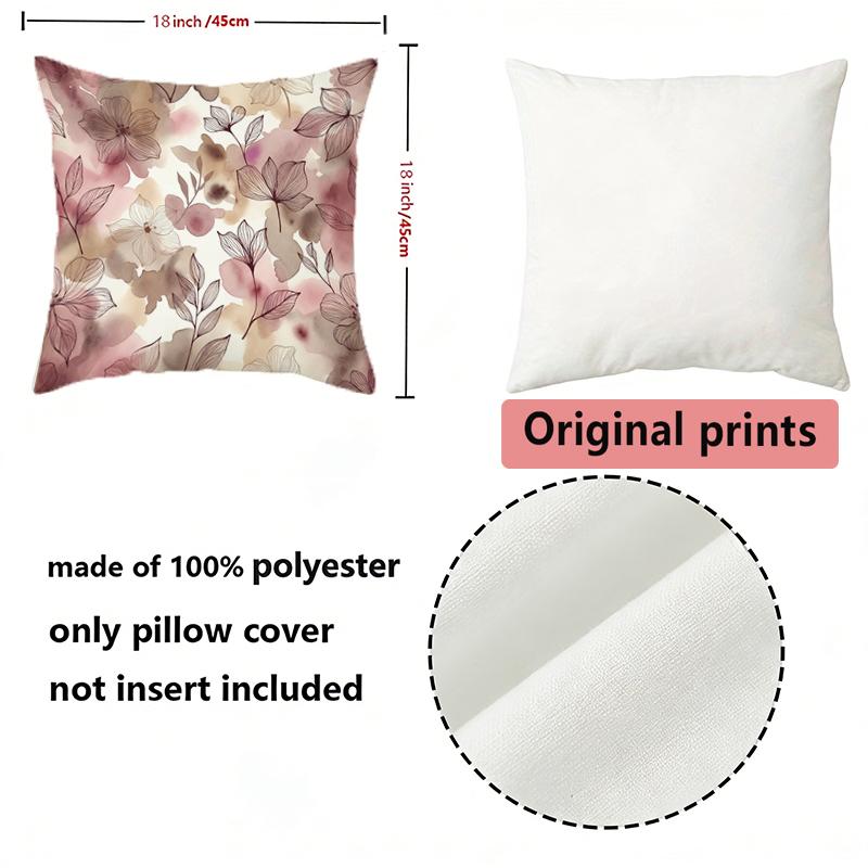 Watercolor Floral Throw Pillow Covers Pattern Cushion Cover Suitable For Sofa Bedroom Car Pillow Cover