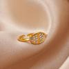 Vintage Zircon Geometric Rings For Women Stainless Steel Gold Color Open Finger Ring New Fashion Wedding Couple Jewelry