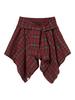 The Green Lab Check Asymmetrical Skirt [Red]