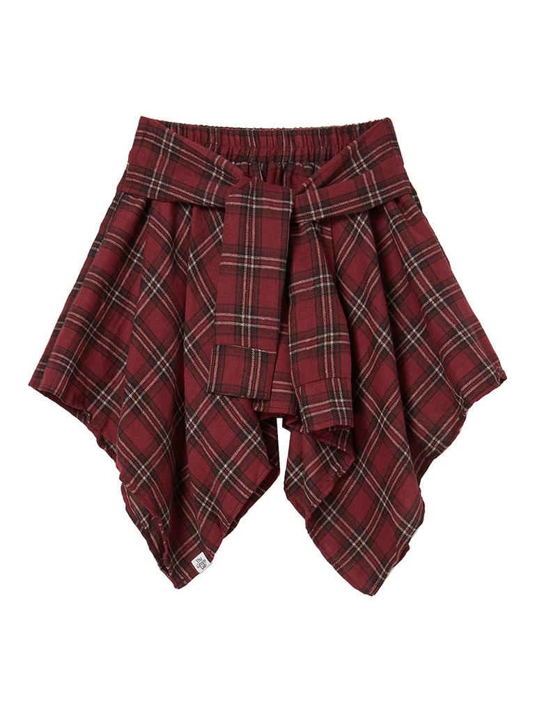 The Green Lab Check Asymmetrical Skirt [Red]