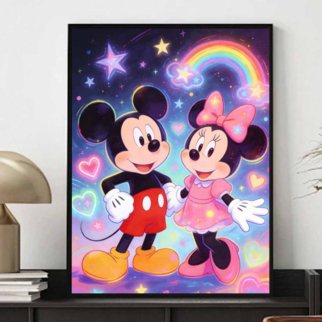 Disney Diamond Art Painting Kit Mickey Minnie Hearts Rainbow Home Wall Decor Handmade Gift for Her