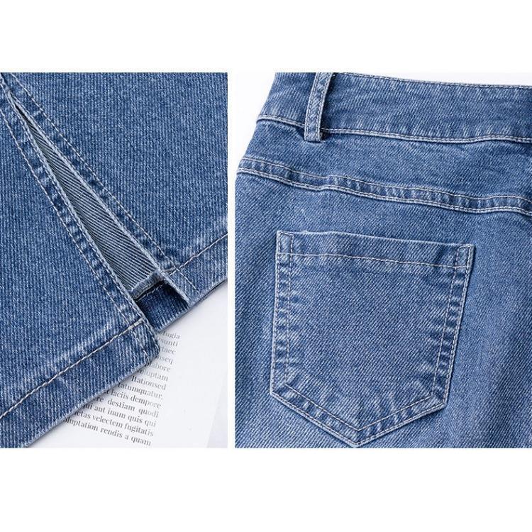 Fashionable High-Waisted Women's Spring and Autumn Denim Skirt with Hip-Hugging Slit, Summer Hip-Hugging Step Skirt