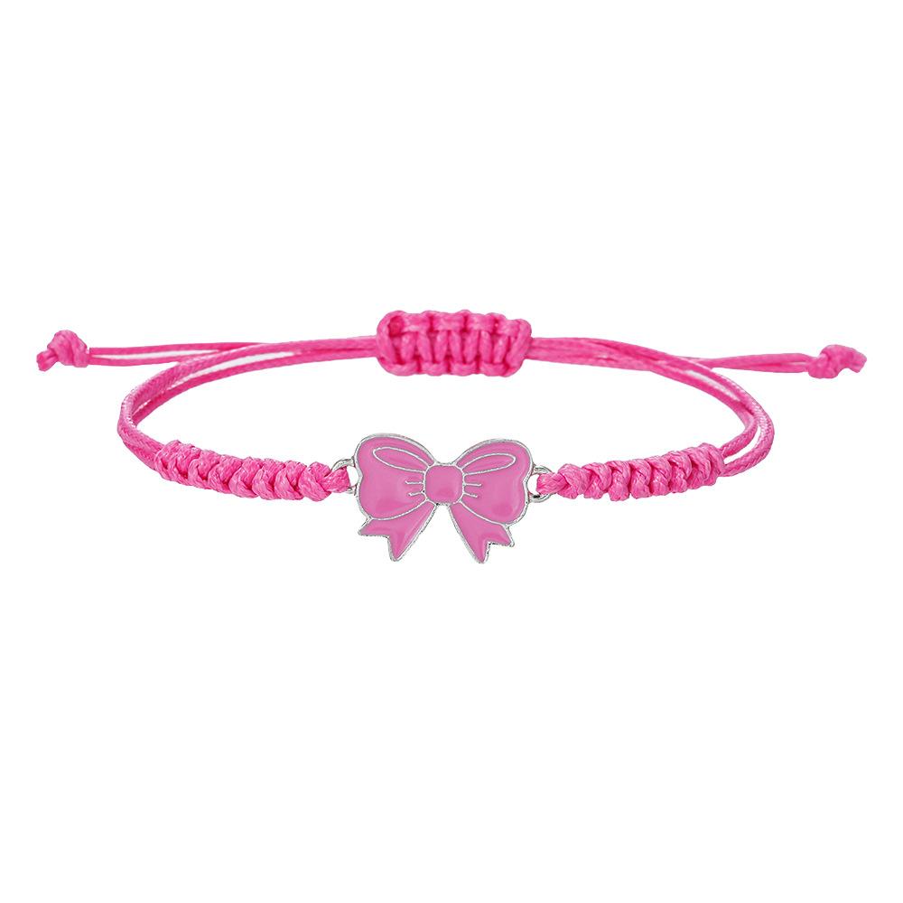 Popular hand-woven colored hand rope, alloy drip bow accessories, girlfriend friendship bracelet