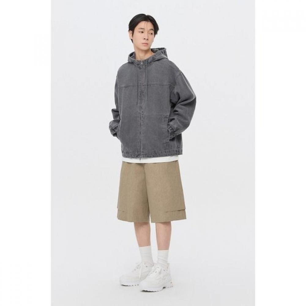 Customellow Gray Denim Hooded Blouson C9uam26381gyd