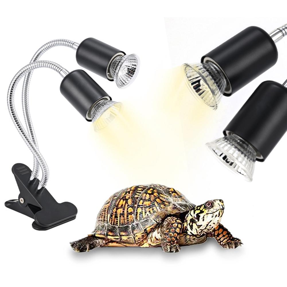 Doppelte Wärmelampenfassung, 360° drehbar, Sonnen-Rückenlampe, Keramik-Lampenfassung für Amphibien, Echsen, Schildkröten, Wärmelampe für kriechende Haustiere