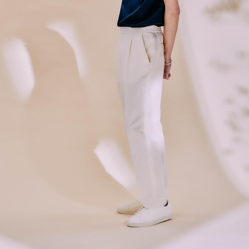 EDWARDMAX Linen & Cotton Elastic Waist Pants (Ce)