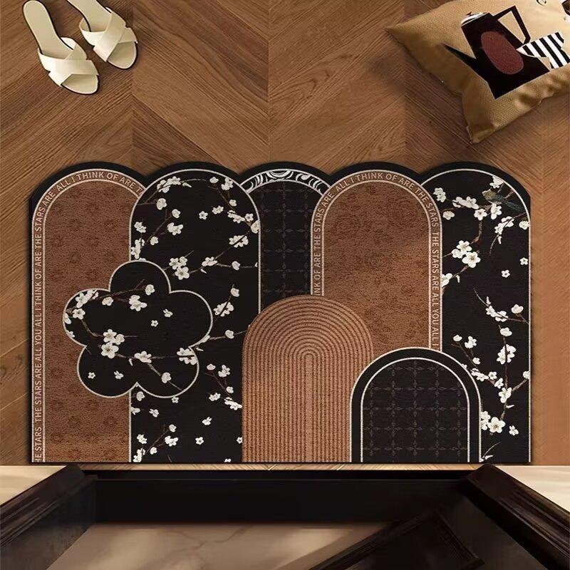 Vintage Light Luxury Floor Mat, Customizable Diatomaceous Earth Quick-Dry Mat, Entrance Door Mat, Bathroom Floor Mat