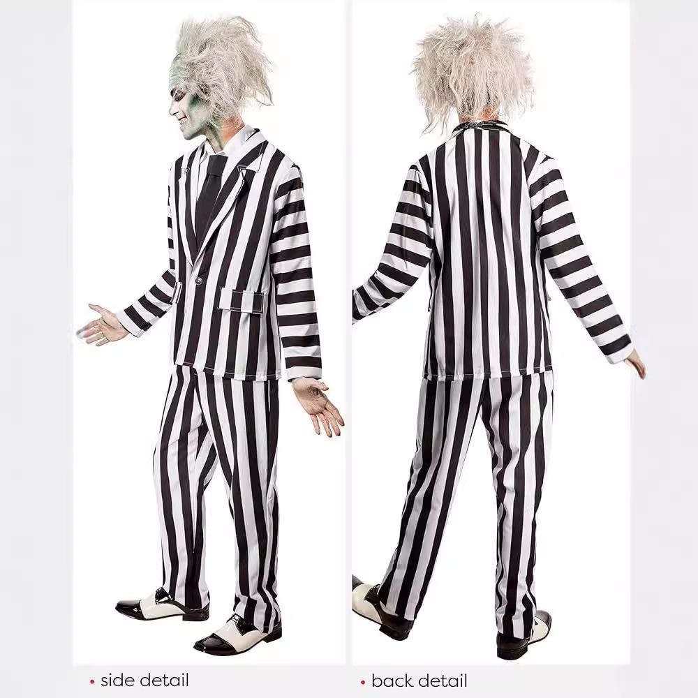 Beetlejuice Sorcerer Halloween Role-Playing Red Striped Suit & Skirt