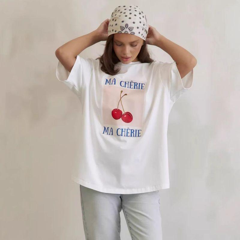 Western Style Fashion Casual Loose Print Short Sleeve T-shirt Top Printed Cotton T-shirt Top