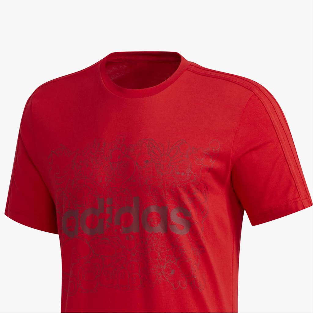 Adidas X Pokemon Collaboration Sports Comfortable Fashion Short Sleeve T-Shirt Men Tops Red FM6033