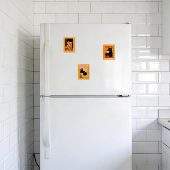 Sjov Træ Køleskabsmagnet Ramme Retro Sød Sort Kat Køleskabsmagnet med Fotoramme til Køleskab Kontor Køkken Skab Whiteboard
