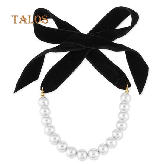 Ženy Motýlek Sametový provaz Umělé perly Obojky Prohlášení Náhrdelník Obojek Šperky Závěsná cetka