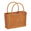 Cesto Intrecciato a Mano Imitazione Rattan Riutilizzabile Uso Domestico Vuoto da Picnic con Doppie Maniglie per