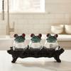 3 Piece Frog Spice Jar Set Clear Seasoning Jars Empty Spice Containers for Salt Pepper Spices Tea Leaves