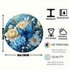 Vintage Floral Round Tin Sign 8x12 Inch, Retro Blue White Metal Plaque for Home Bar Wall Decor