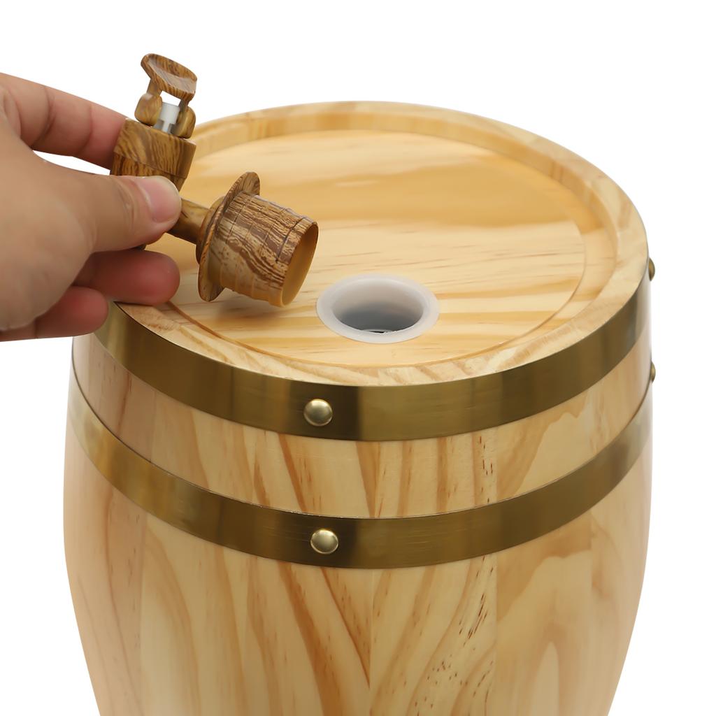 0.66 Gallon Pine Wood Wine Barrel – Vintage Barrel with Stainless Steel Hoops & Faucet – Home Brewing & Party Dispenser – Natural Wood