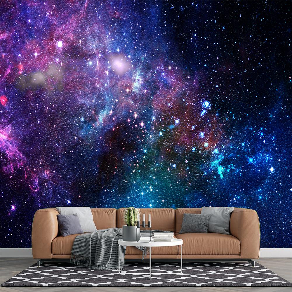 Universe Galaxy Wallpapers Starry Sky Murals Living Room Bedroom Galaxy Planet Wallpaper 200 cm(W) x 140 cm(H)