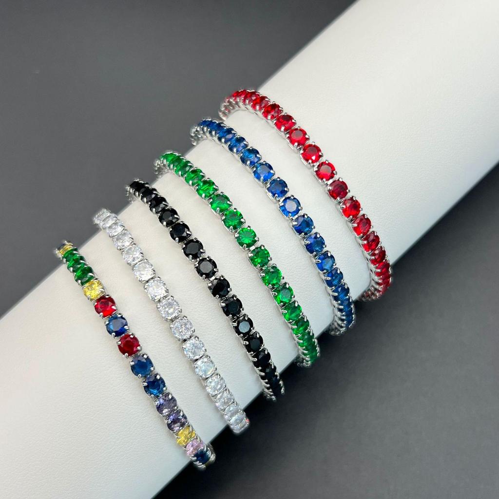 Mehrfarbiges 3N Zirkon Tennisarmband - Luxuriöser Europäischer & Amerikanischer Hip-Hop Stil