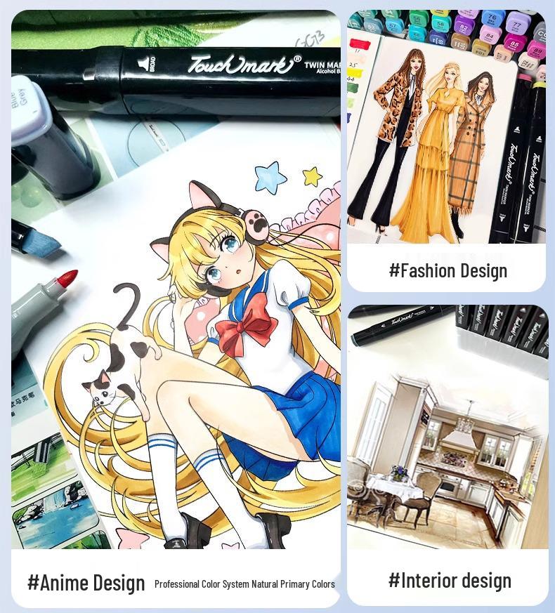 Touchmark 168-Color Alcohol-Based Marker Set with Durable Tips for Students