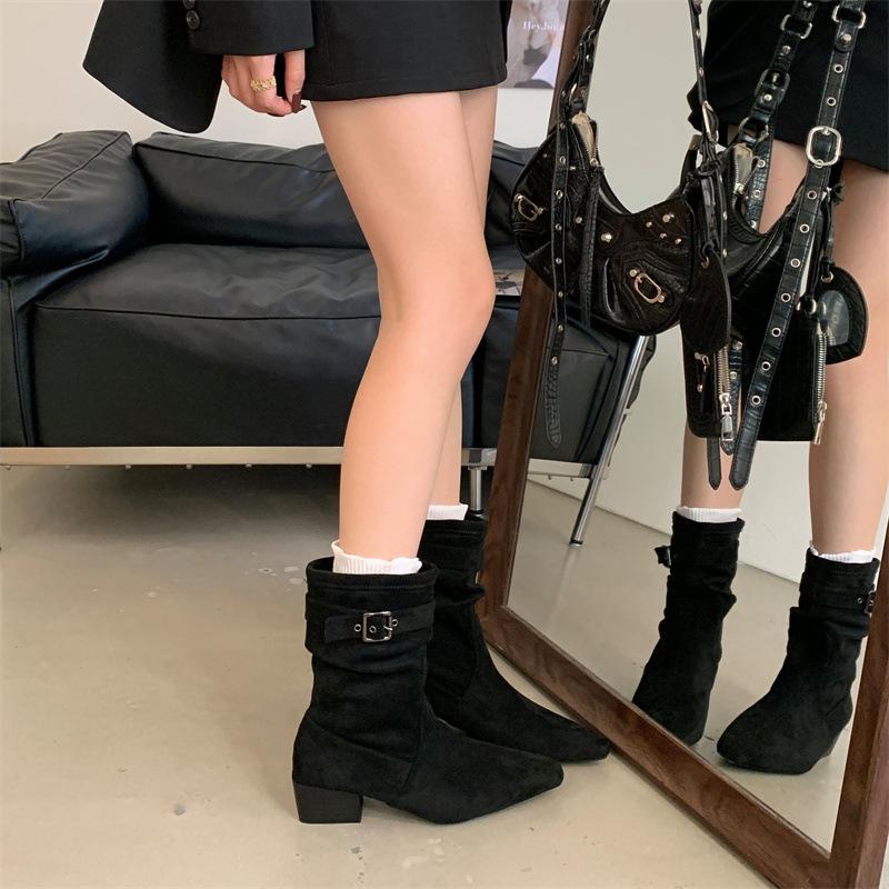 2025 Autumn and Winter New Skirt Thin Boots Women's Khaki Frosted Suede Short Boots Maillard Holiday Short Boots