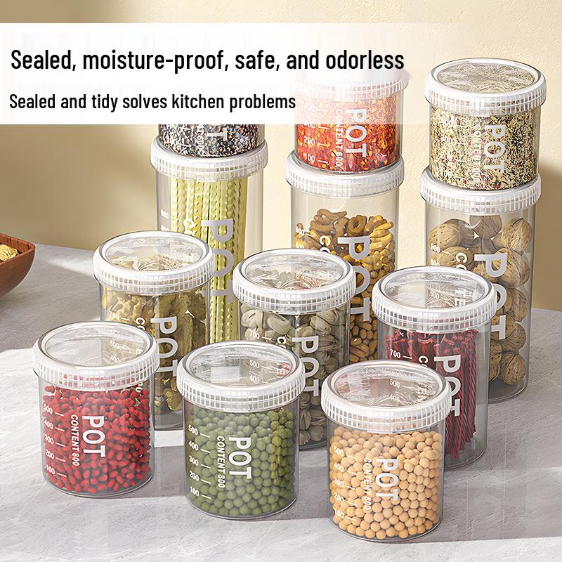 Food-Grade Plastic Storage Jar with Lid for Cereal, Grains, Coffee, & Tea