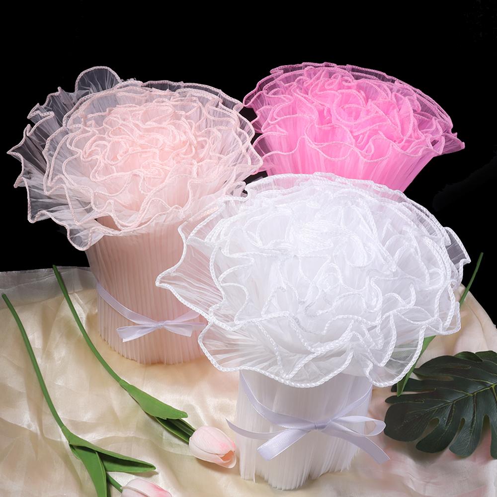 3.6M/Roll 28cm Flower Wrapping Paper Romantic Wave Yarn Lace Mesh For DIY Wedding Valentine's Day Gifts Bouquet Packaging Decor
