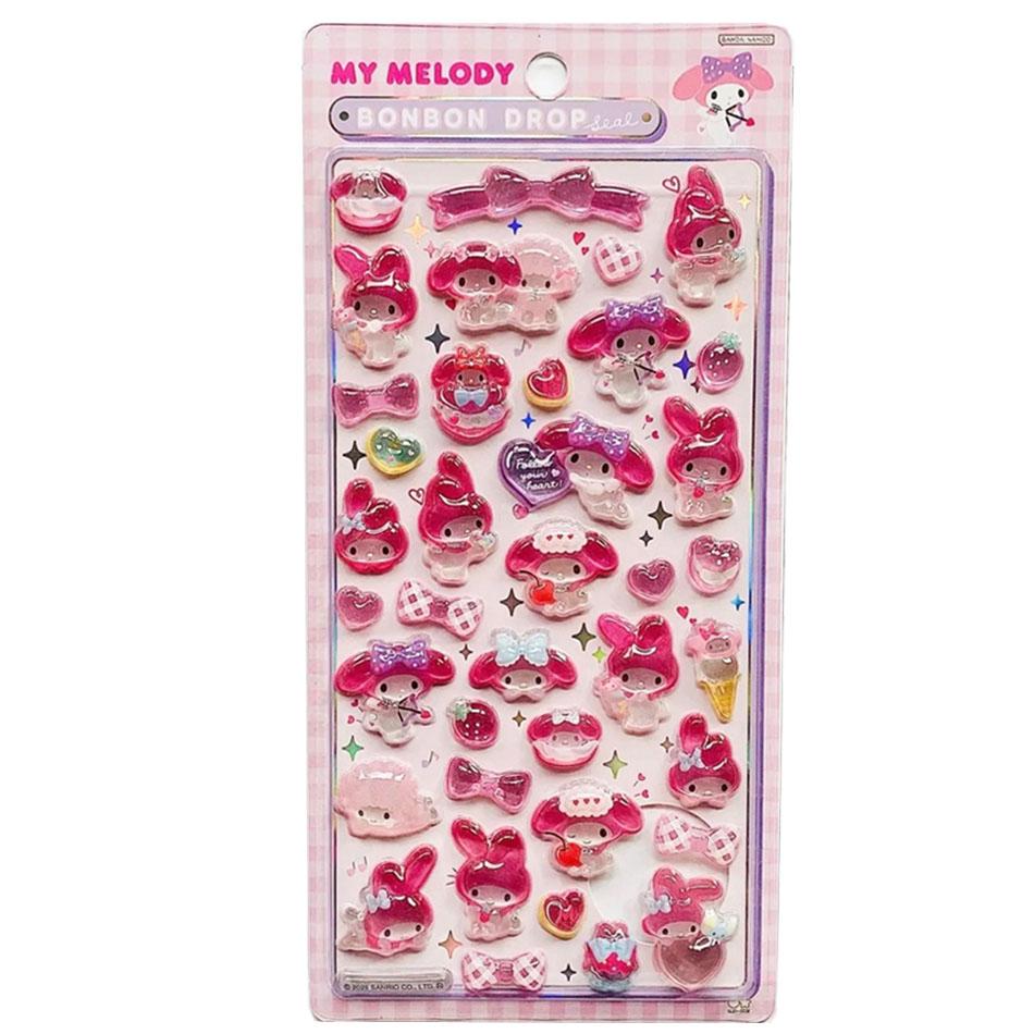 

Sanrio Cartoon Adorable 3D Crystal Relief Stickers DIY Journals Sticker Celebration Stickers Kuromi My Melody Laptop Fridge Sticker